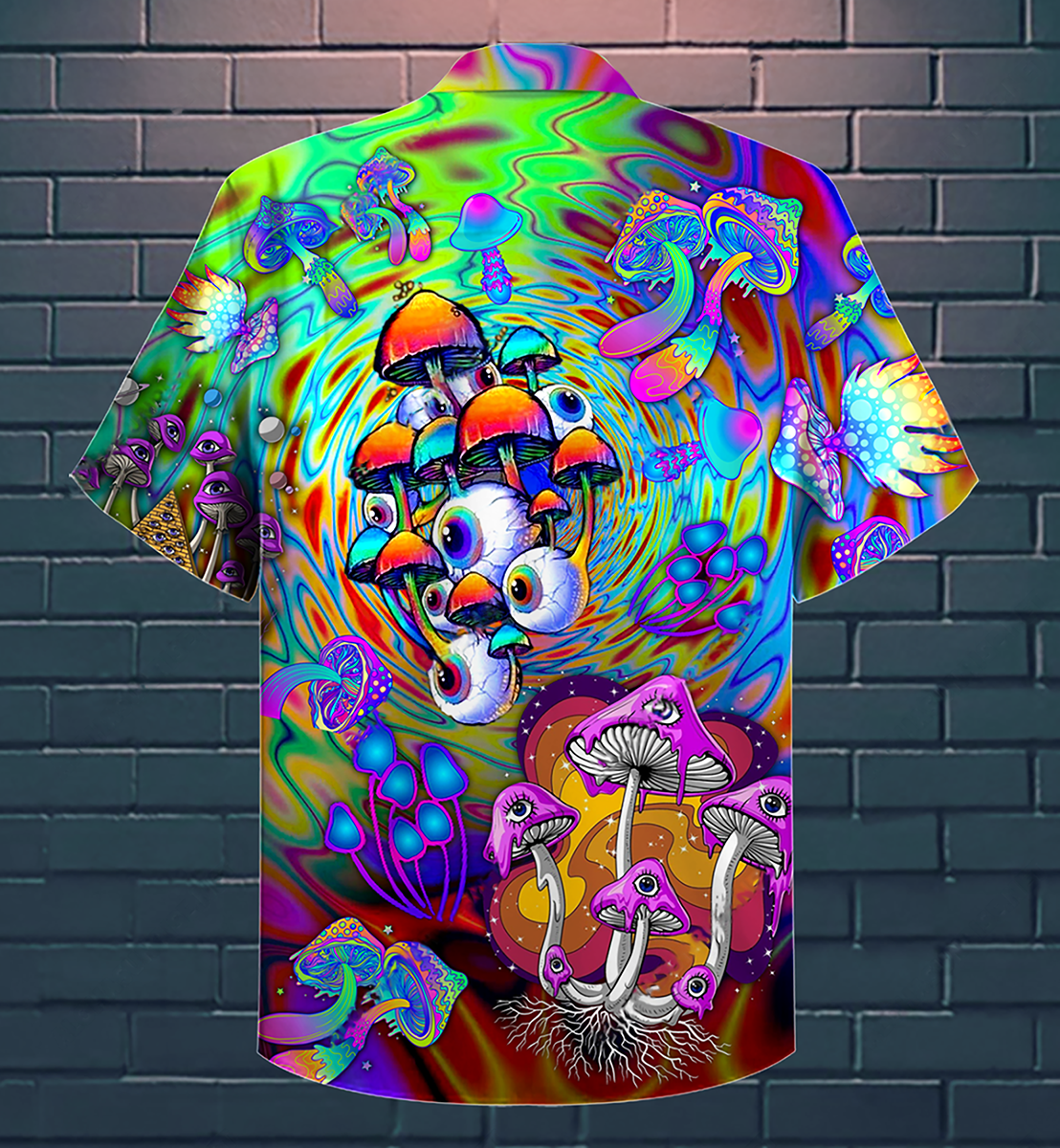 Hippie Mushroom Stay Trippy Little Hippie Colorful - Hawaiian Shirt 