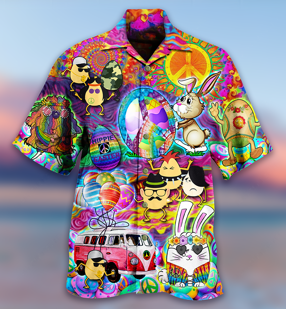 Hippie Easter Peace Life Color Funny Party - Hawaiian Shirt 
