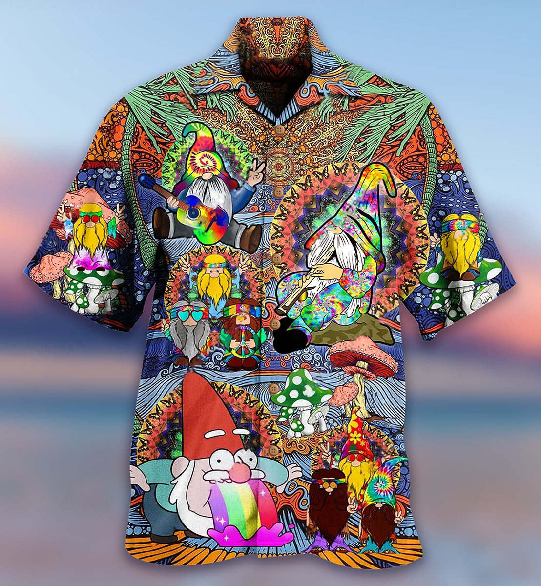 Hippie Gnome Peace Life Color - Hawaiian Shirt 