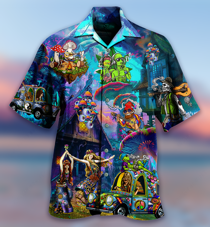 Hippie Alien Skull Peace Life - Hawaiian Shirt 