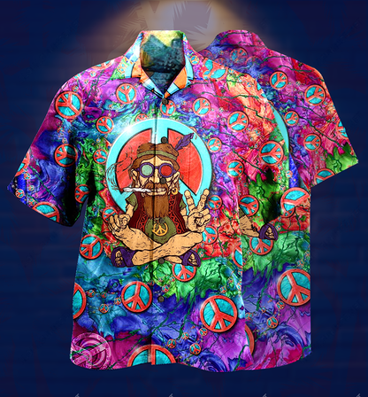 Hippie Peace Life Funny - Hawaiian Shirt 