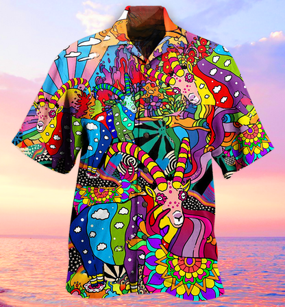 Hippie Deer Peace Love Life Color Amazing - Hawaiian Shirt 