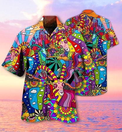 Hippie Deer Peace Love Life Color Amazing - Hawaiian Shirt 