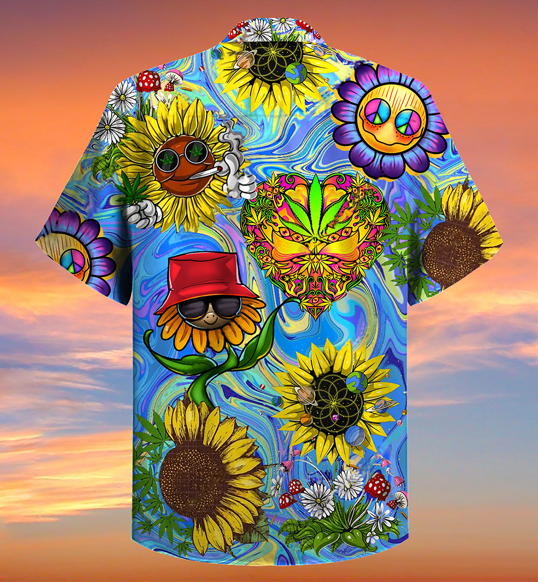 Hippie Sunflowers Stay Trippy Little Hippie - Hawaiian Shirt 