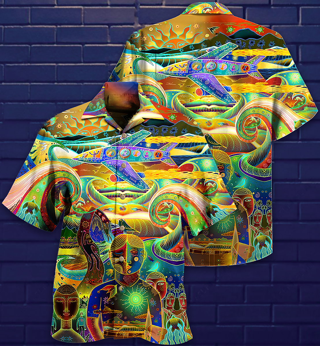 Hippie Peace Life Neon Color Amazing - Hawaiian Shirt 