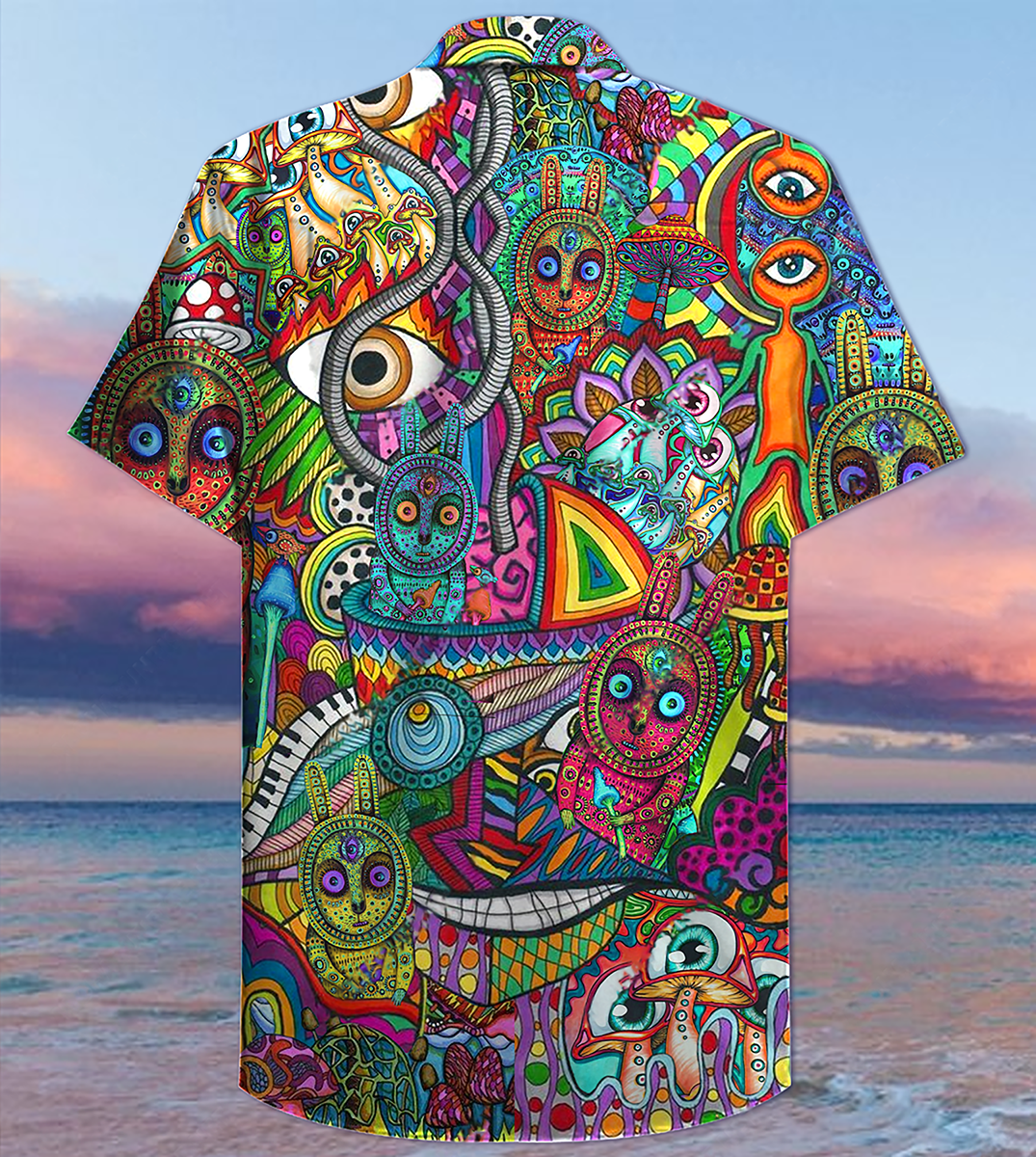 Hippie Mushroom Mix Peace Life Color - Hawaiian Shirt 
