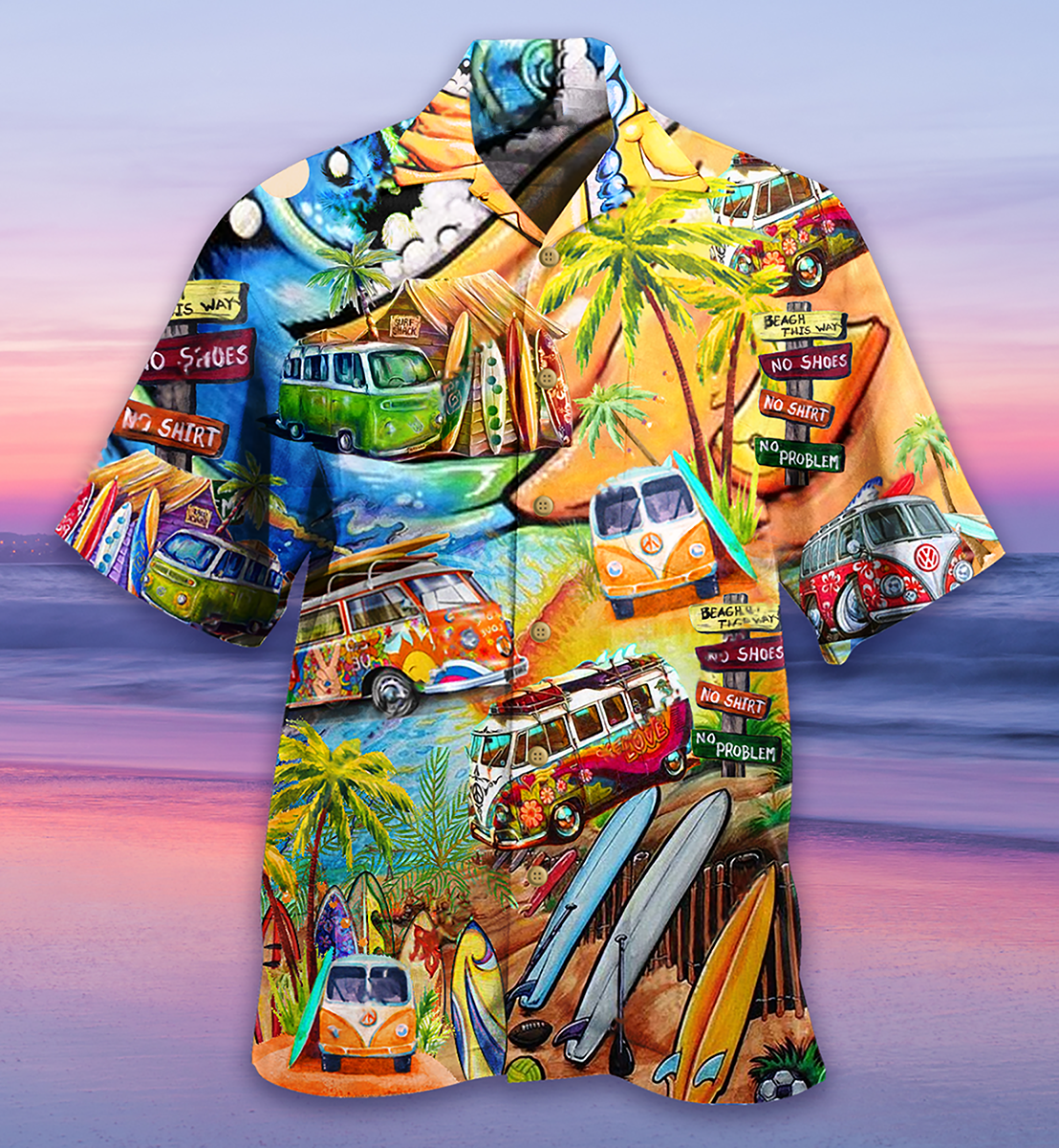Hippie Bus Love Beach Summer - Hawaiian Shirt 