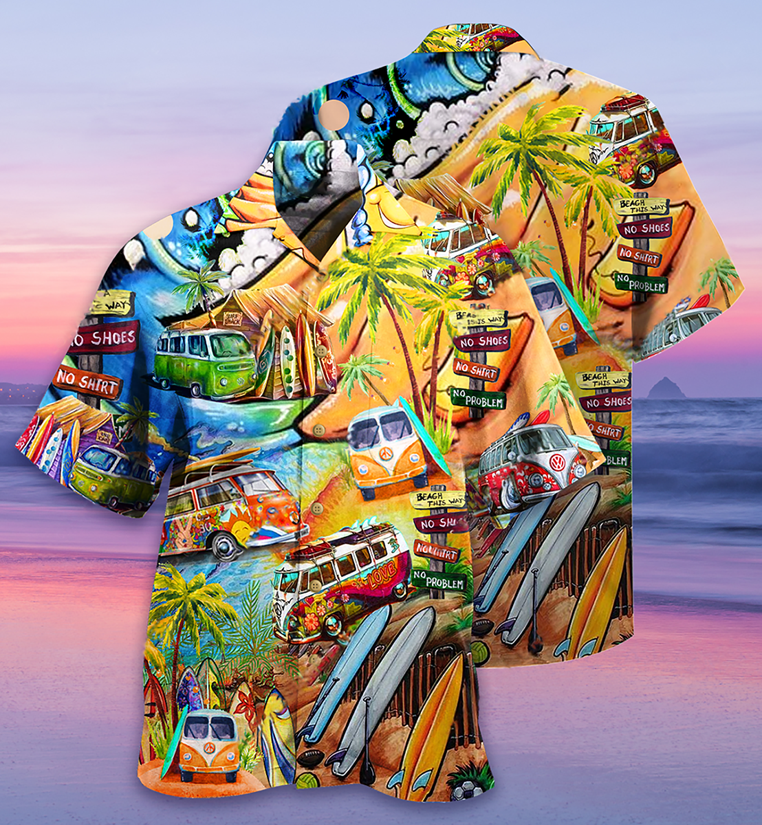 Hippie Bus Love Beach Summer - Hawaiian Shirt 