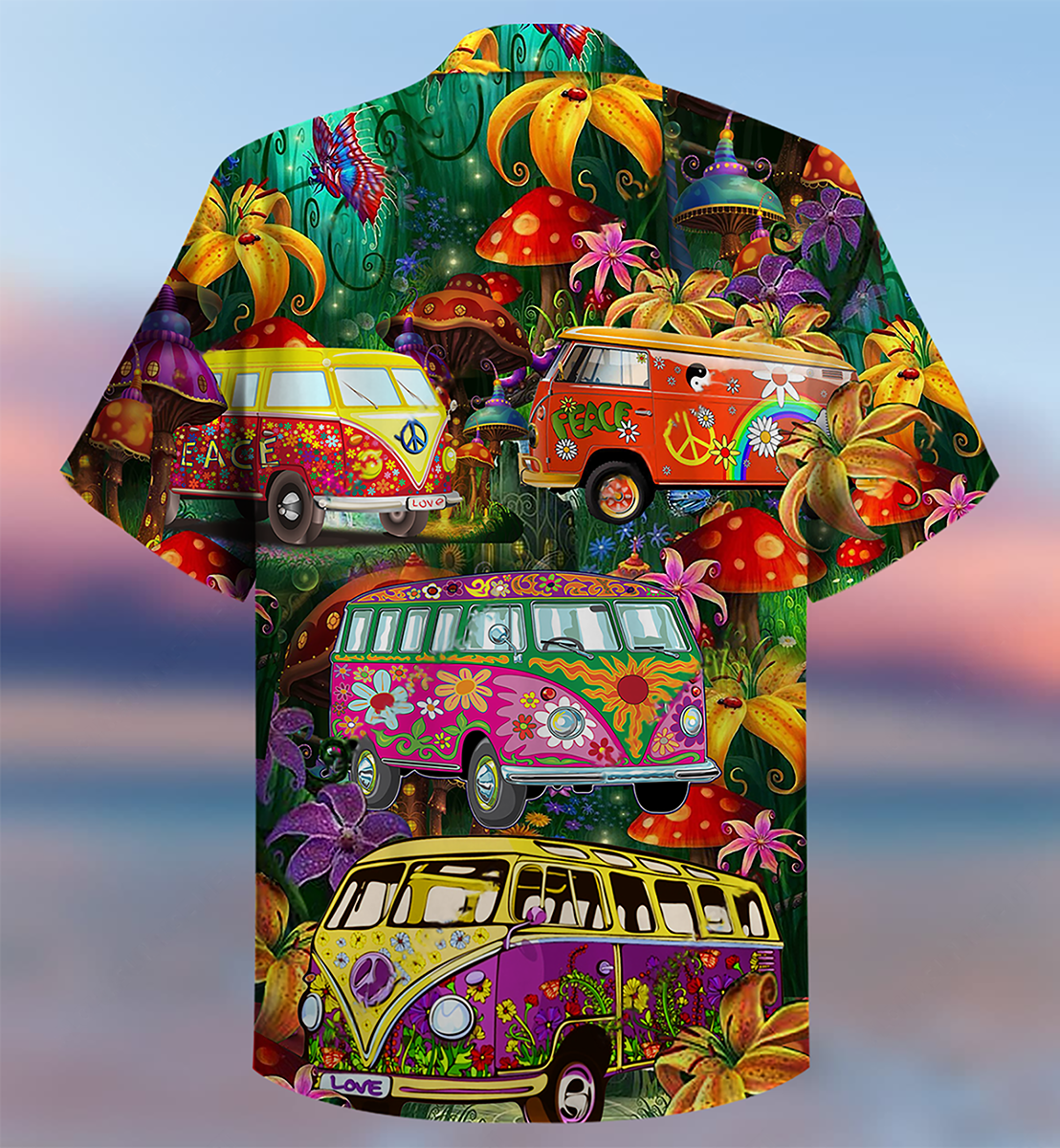 Hippie Bus Peace Life Colorful Style - Hawaiian Shirt 