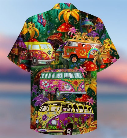 Hippie Bus Peace Life Colorful Style - Hawaiian Shirt 