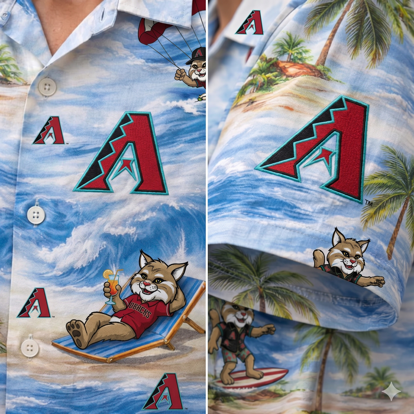 AD Baseball Mascot Beach Viber Button-Up Unisex Hawaiian Shirt For Men & Women