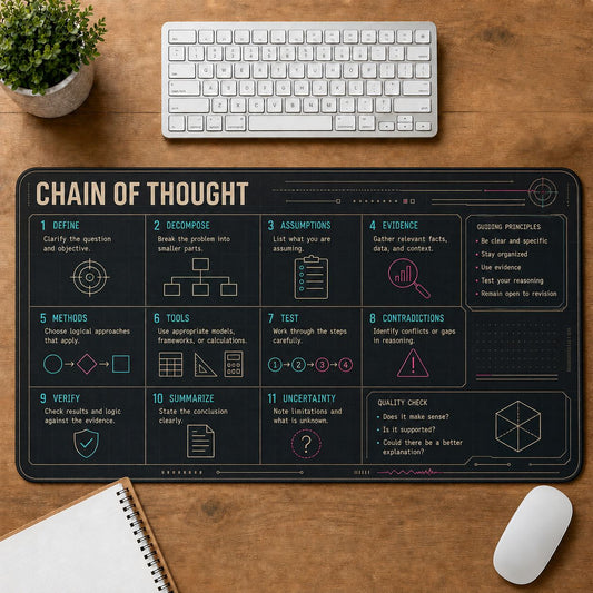 AI Chain of Thought Digital Technology Reference Guide Desk Mat | 5To9Vibe