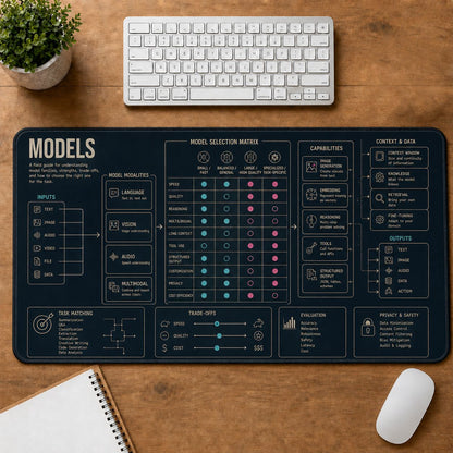 AI Models Digital Technology Reference Guide Desk Mat | 5To9Vibe