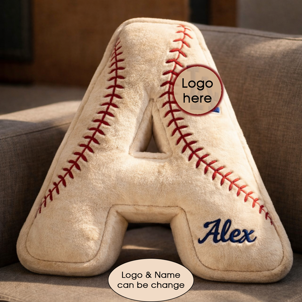 Baseball Pillow Custom Name & Logo Gift For Kids, Friends, Family Irregular-Shaped Pillow Custom-Shaped Pillow-5TO9VIBE