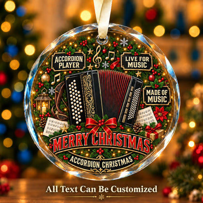Accordion Player Personalized Glass Ornament | 5To9Vibe