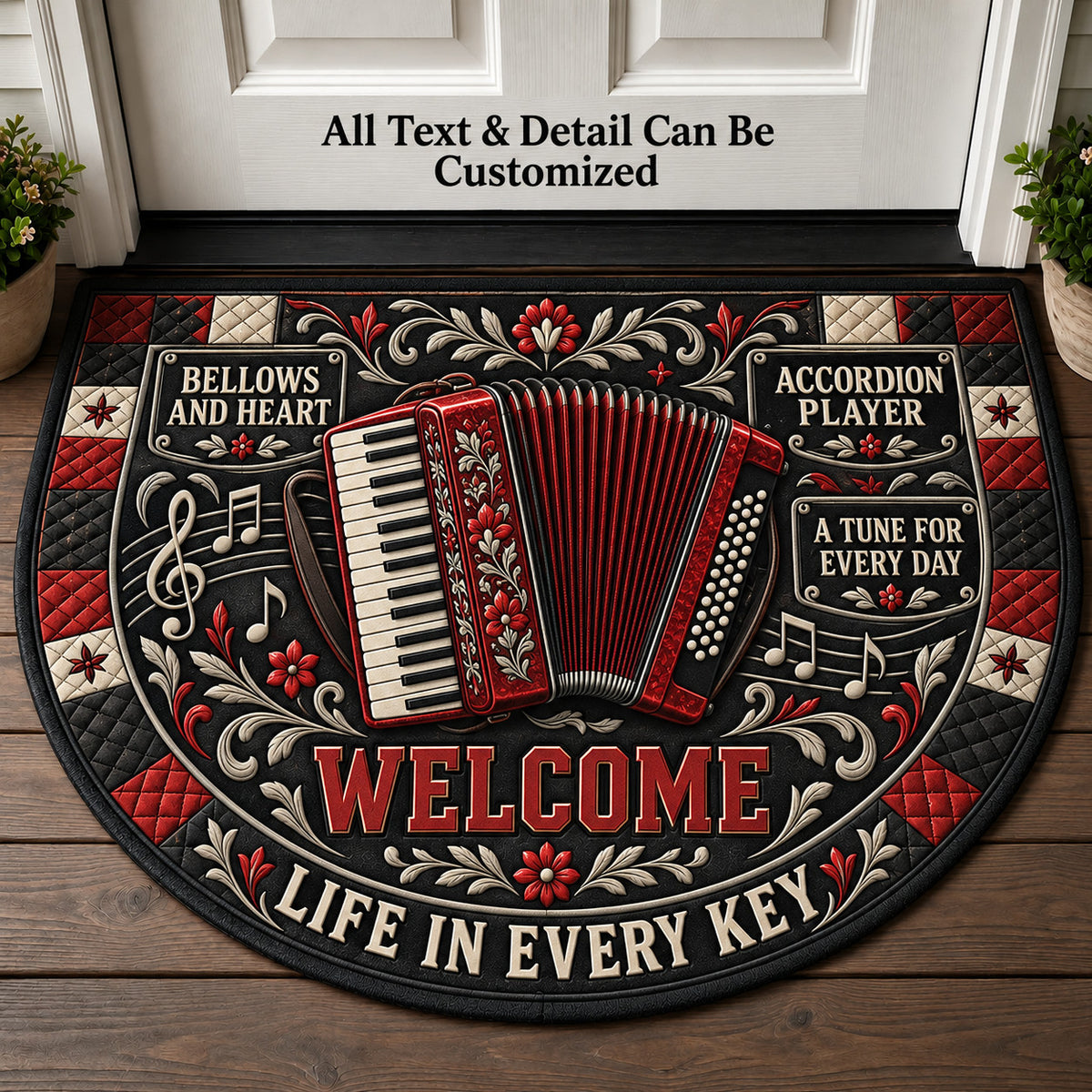 Accordion Player Personalized Half Round Mat | 5To9Vibe
