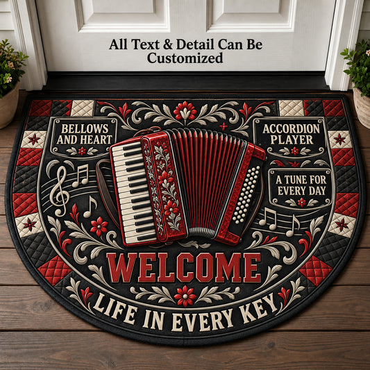 Accordion Player Personalized Half Round Mat | 5To9Vibe