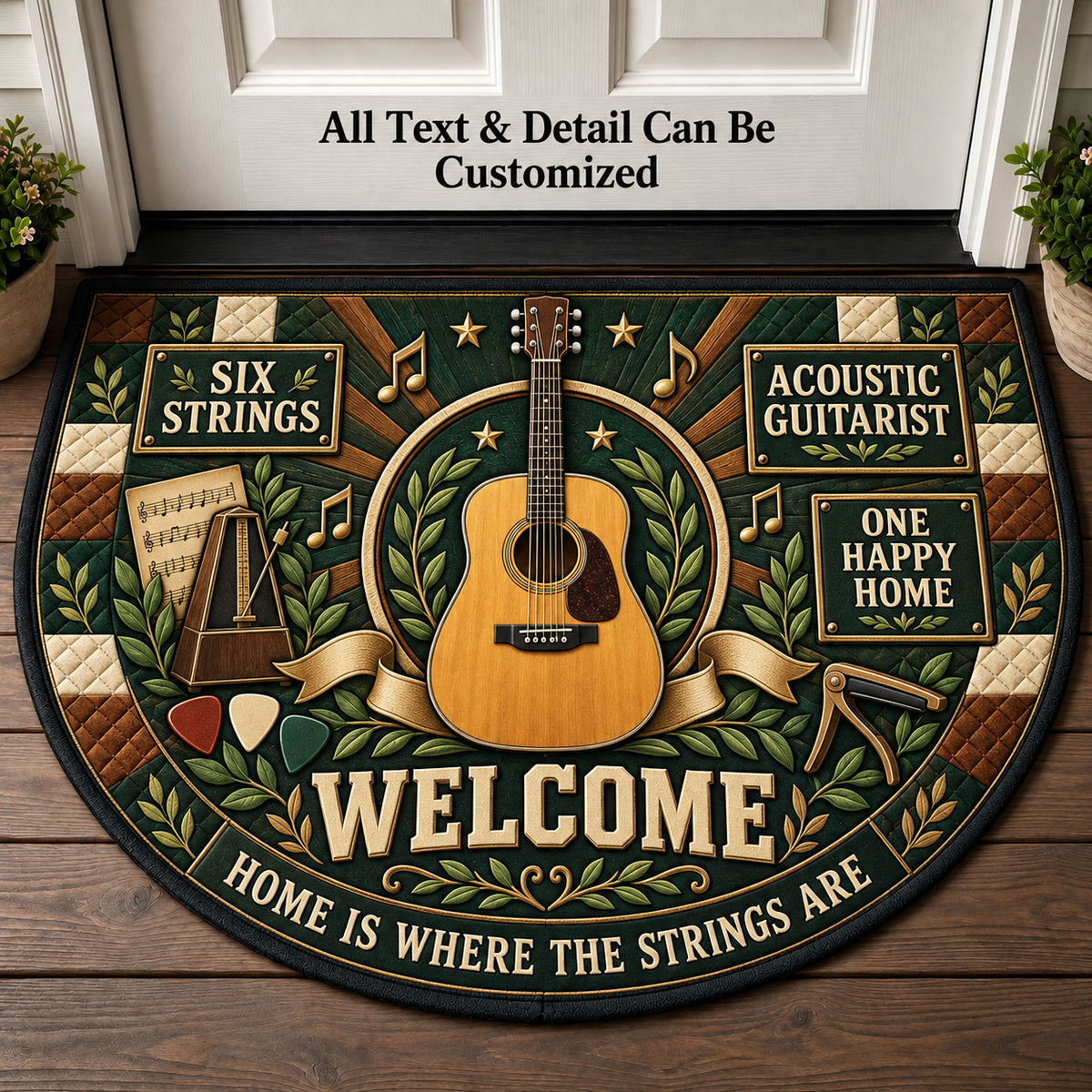 Acoustic Guitarist Personalized Half Round Mat | 5To9Vibe