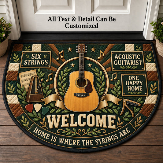 Acoustic Guitarist Personalized Half Round Mat | 5To9Vibe