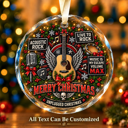 Acoustic Rock Personalized Glass Ornament | 5To9Vibe