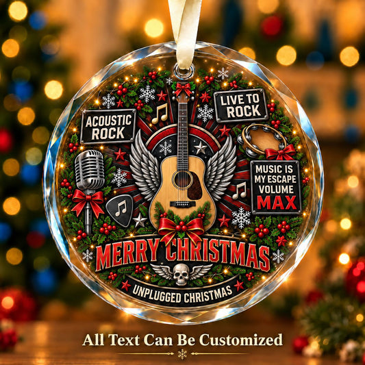 Acoustic Rock Personalized Glass Ornament | 5To9Vibe