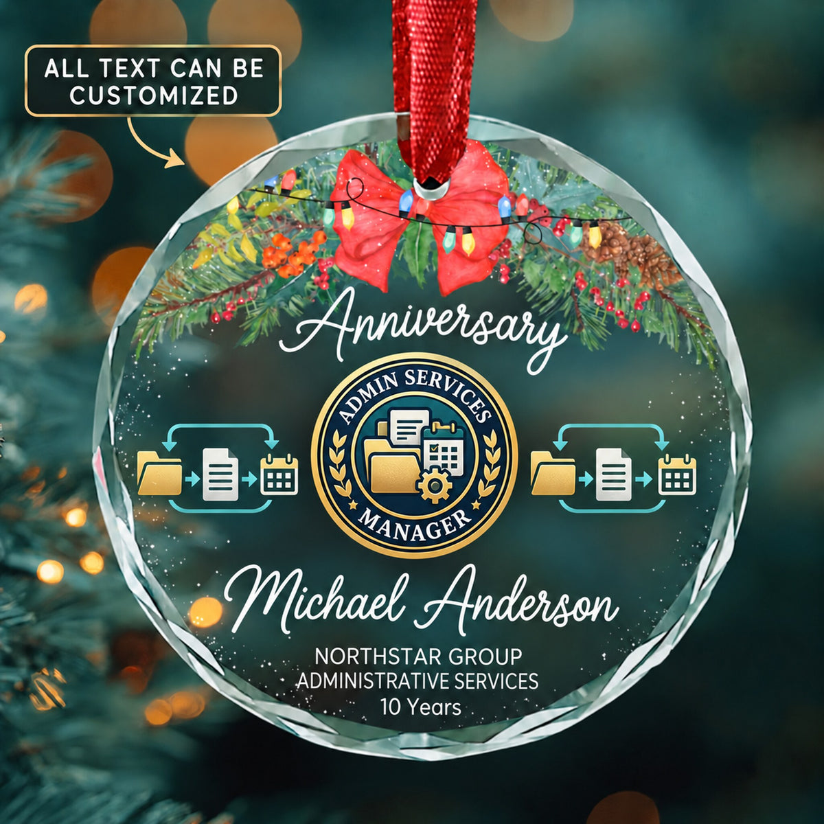 Administrative Services Managers Personalized Glass Ornament | 5To9Vibe