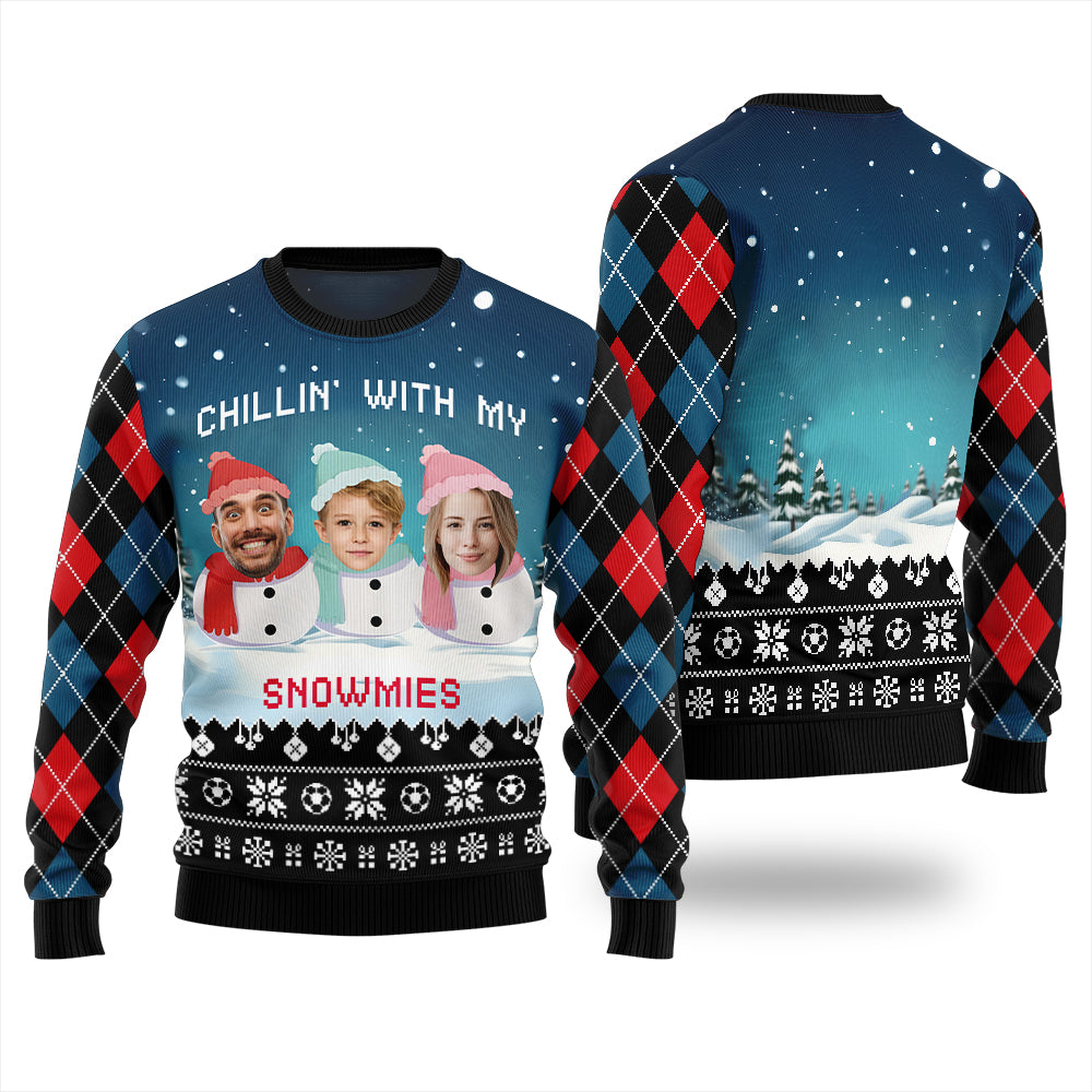 Adorable Custom Face Family Snowman Ugly Christmas Sweater