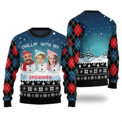 Adorable Custom Face Family Snowman Ugly Christmas Sweater