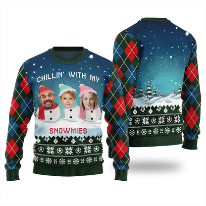 Adorable Custom Face Family Snowman Ugly Christmas Sweater