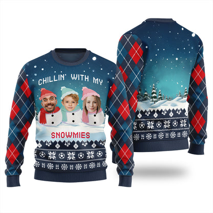 Adorable Custom Face Family Snowman Ugly Christmas Sweater