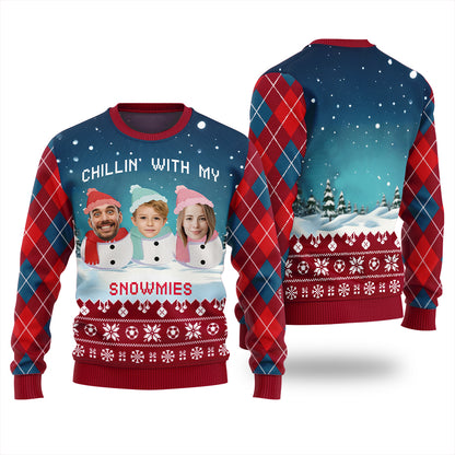 Adorable Custom Face Family Snowman Ugly Christmas Sweater