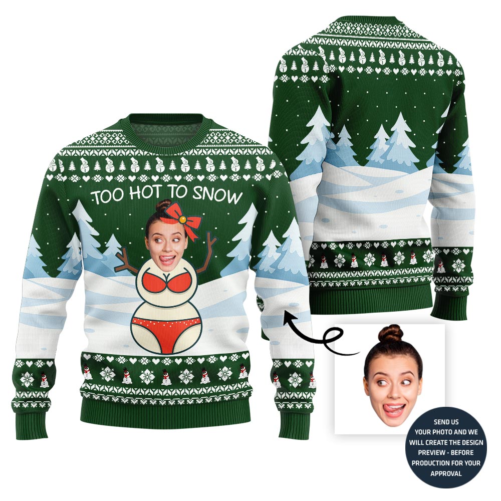 Adorable Custom Face Snowman Ugly Christmas Sweater