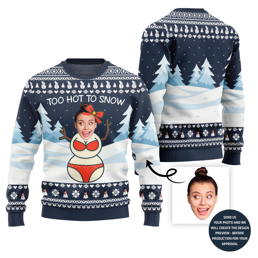Adorable Custom Face Snowman Ugly Christmas Sweater