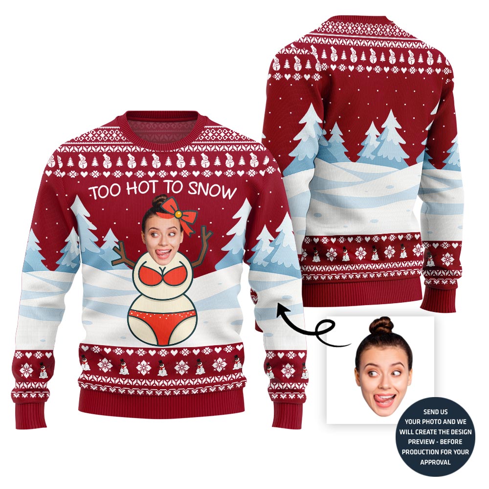 Adorable Custom Face Snowman Ugly Christmas Sweater