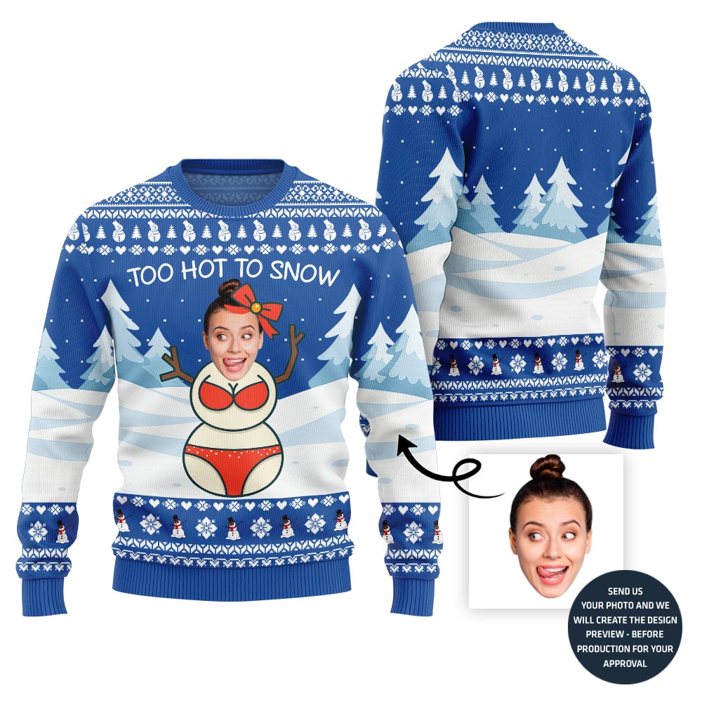 Adorable Custom Face Snowman Ugly Christmas Sweater