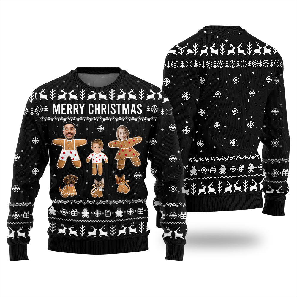 Adorable Custom Family and Pet Face Ugly Christmas Sweater