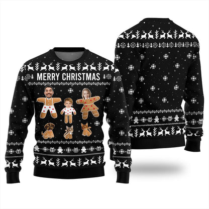 Adorable Custom Family and Pet Face Ugly Christmas Sweater