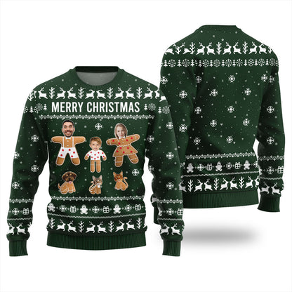 Adorable Custom Family and Pet Face Ugly Christmas Sweater