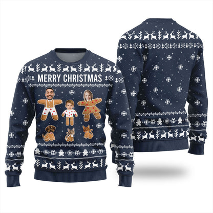 Adorable Custom Family and Pet Face Ugly Christmas Sweater
