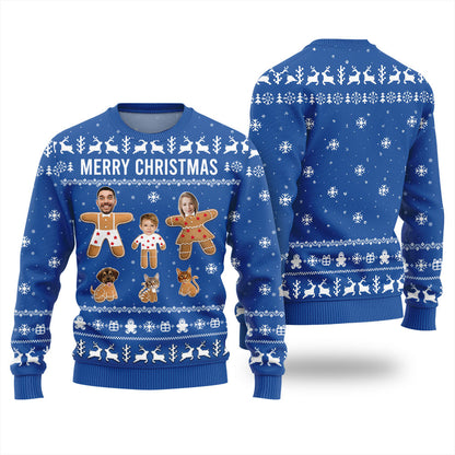Adorable Custom Family and Pet Face Ugly Christmas Sweater