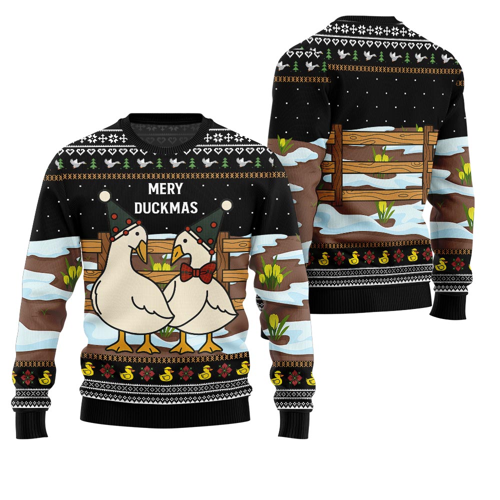 Adorable Duck Family Farm Ugly Christmas Sweater