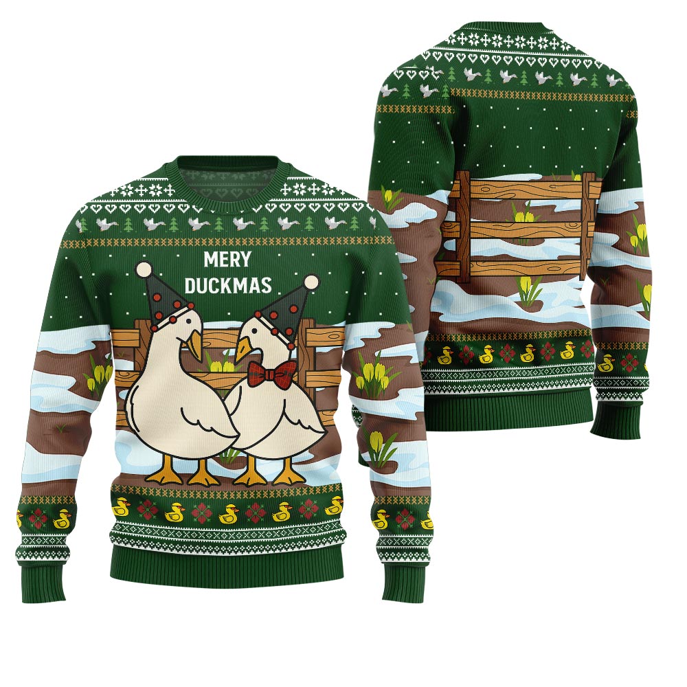 Adorable Duck Family Farm Ugly Christmas Sweater