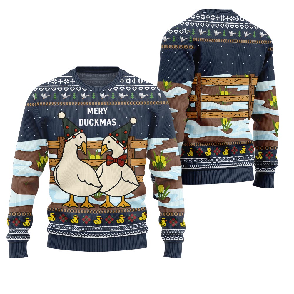 Adorable Duck Family Farm Ugly Christmas Sweater