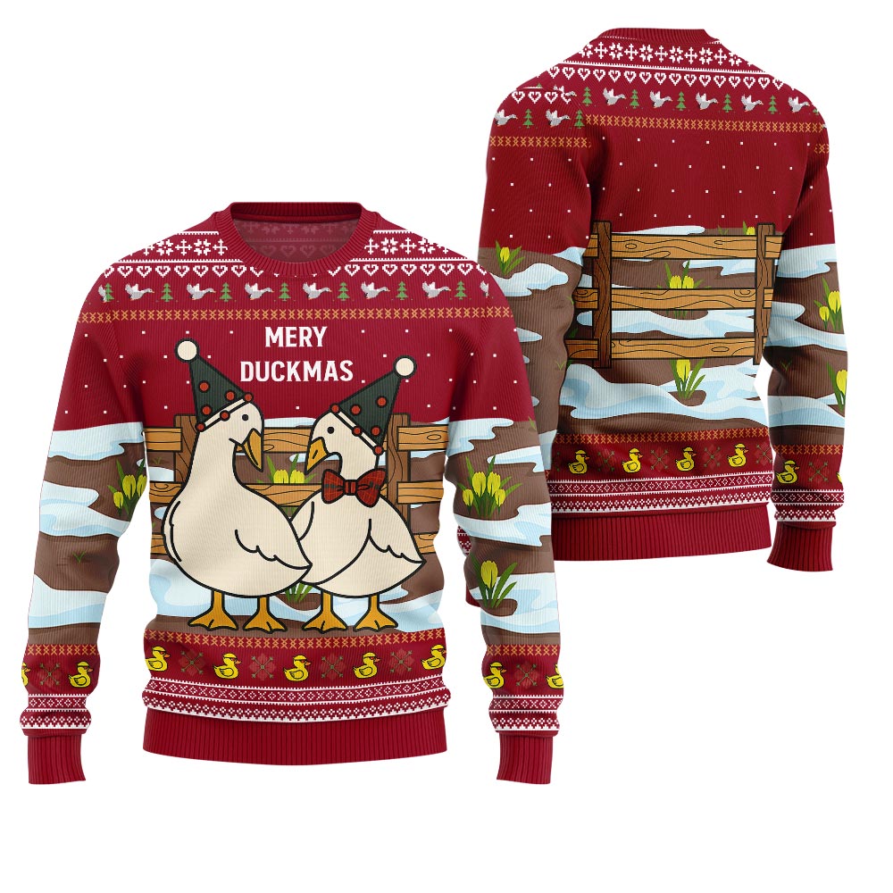 Adorable Duck Family Farm Ugly Christmas Sweater