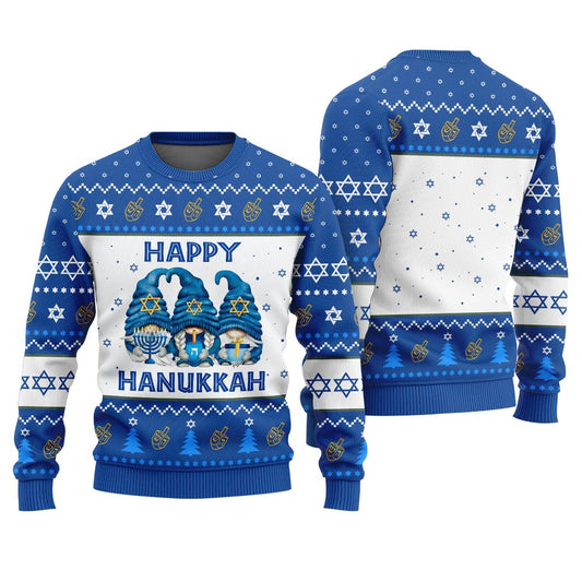 Adorable Gnome Ugly Hanukkah Sweater Royal