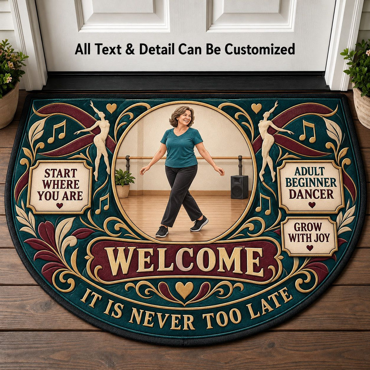 Adult Beginner Dancer Personalized Half Round Mat | 5To9Vibe