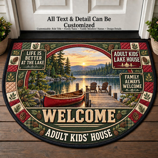 Adult Kids' Lake House Personalized Half Round Mat | 5To9Vibe