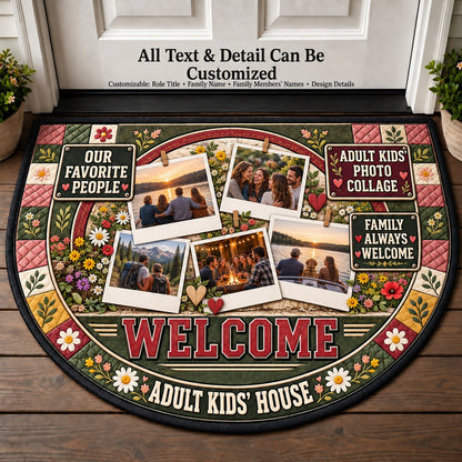 Adult Kids' Photo Collage Personalized Half Round Mat | 5To9Vibe