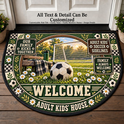 Adult Kids' Soccer Sidelines Personalized Half Round Mat | 5To9Vibe