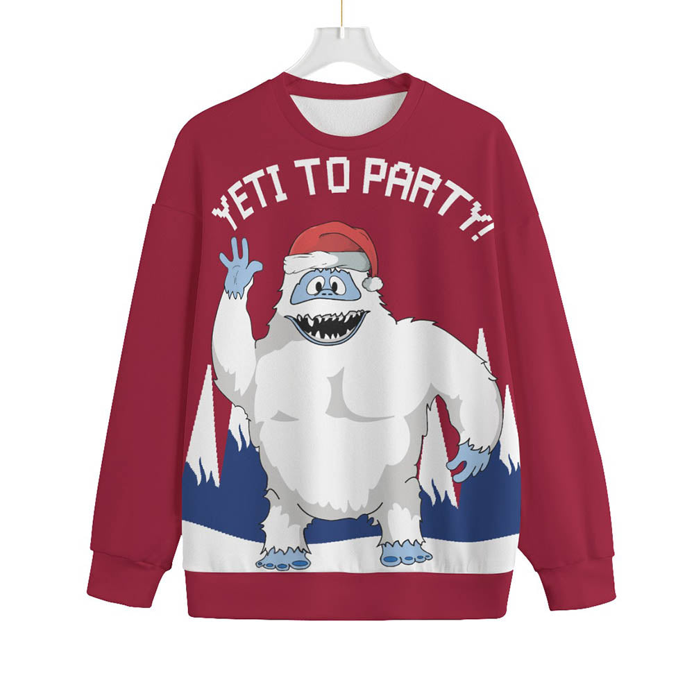 Adult Plus Size Tacky Christmas Sweater Yeti To Party Cardinal Red